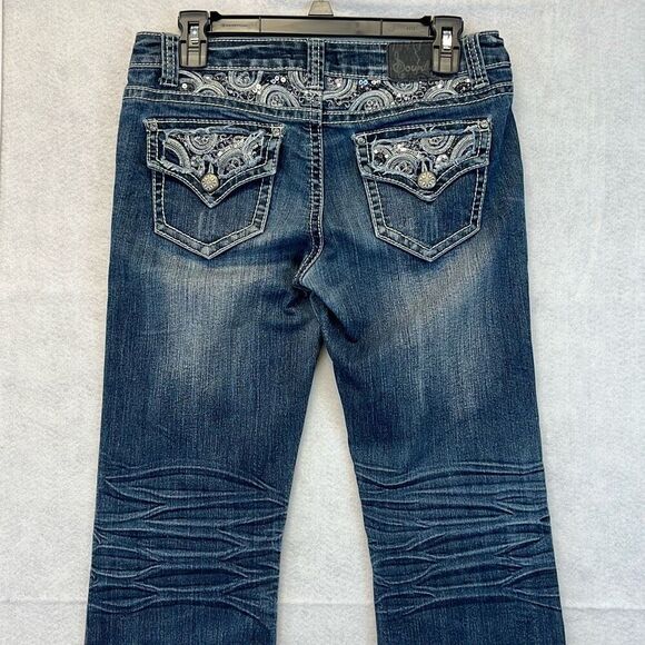 SOUNDGIRL Jeans Women's Size 9 Blue Denim Sequin Embroidered Bootcut Medium Wash - Picture 12 of 14